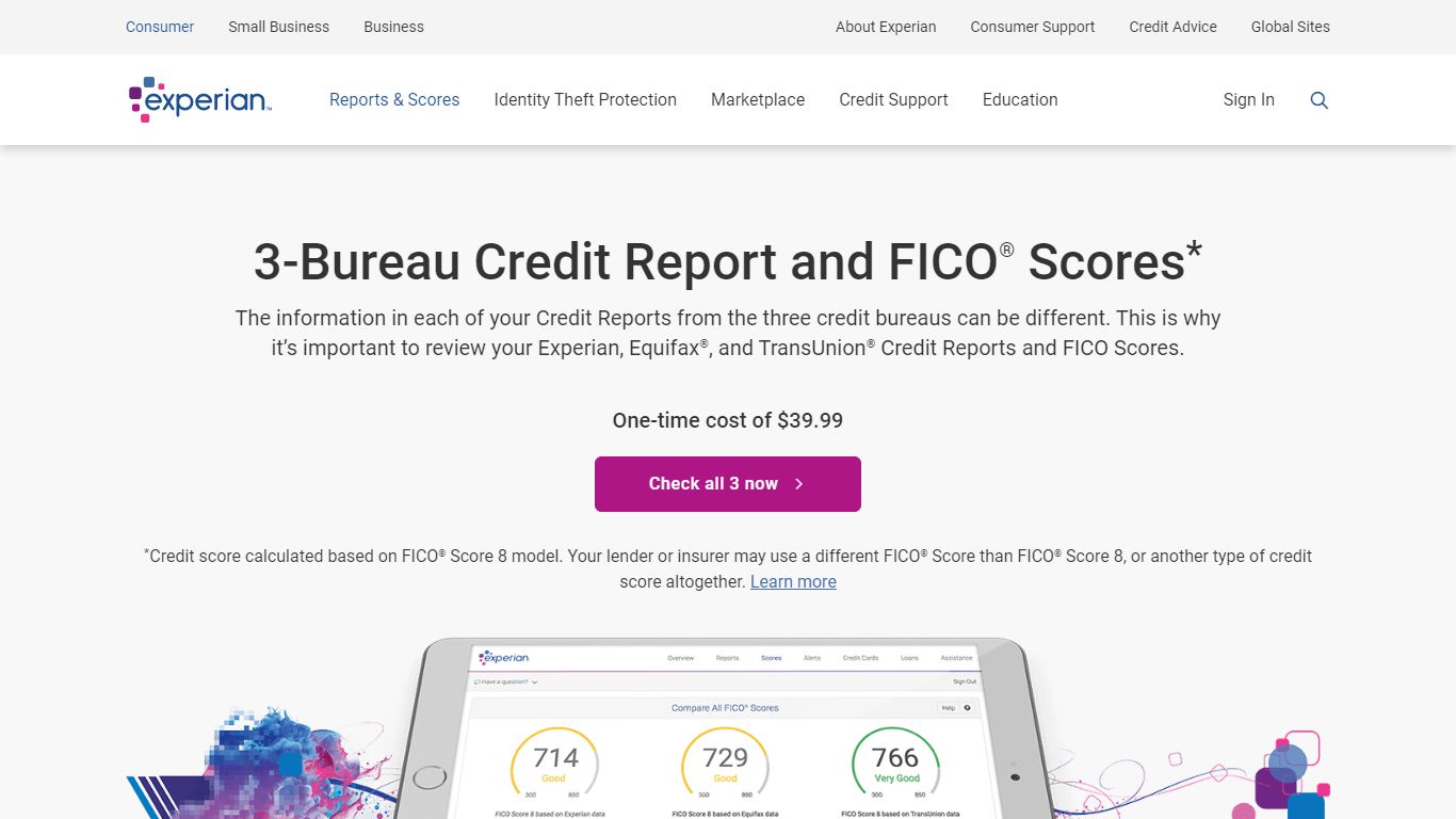 3 Bureau Credit Reports and Scores from Experian